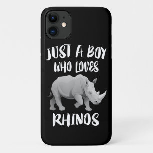 Funda Para iPhone 11 Niño que ama el regalo animal de rinocerontes