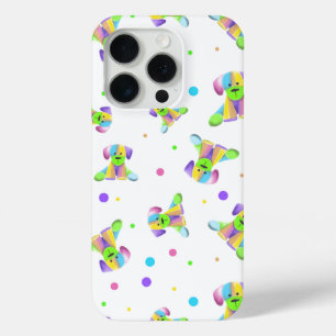 Funda Para iPhone 15 Pro niños arcoíris perro cachorro lunares brillantes c