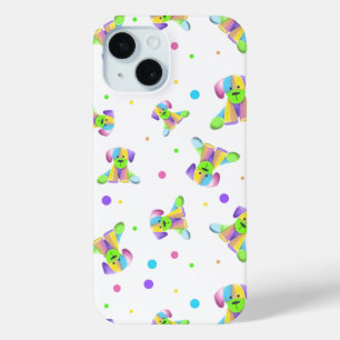 Funda Para iPhone 15 niños arcoíris perro cachorro lunares brillantes c