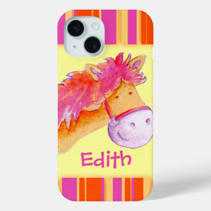 Funda Para iPhone 15 Niños chicas nombrados pony amarillo ipad case