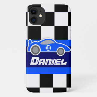 Funda Para iPhone 11 niños con auto deportivo azul autodeportes