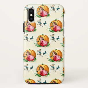 Funda Para iPhone X Niños del vintage que juegan la caída de Hallowe