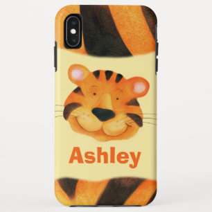 Funda Para iPhone XS Max Niños nombre personalizado tigre lindo naranja de 