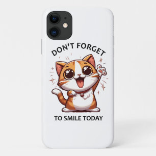 Funda Para iPhone 11 No te olvides de sonreír hoy divertido Gato Feliz