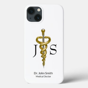 Funda Para iPhone 13 Noble Médico Elegante Dorado Asclepio