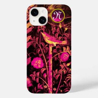 Funda Para iPhone 14 De Case-Mate NOCHE CON ROSAS MONOGRAMA, amarillo negro rosado