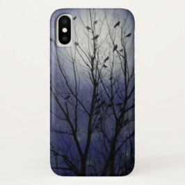 Funda Para iPhone X Noche De Brillo De La Luna Azul De Los Crows