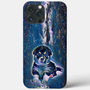 Funda Para iPhone 13 Pro Max Noche de estelar azul Akita Puppy Blue