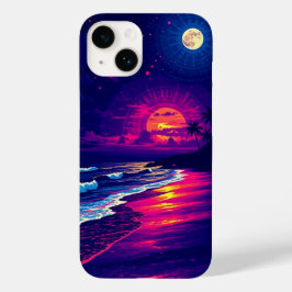 Funda Para iPhone 14 De Case-Mate Noche de playa con móvil de Sunset Rays