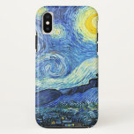 Funda Para iPhone X Noche estrellada de Vincent van Gogh<br><div class="desc">Esta imagen es la pintura al óleo sobre lienzo "La noche estrellada" hecha en 1889 por el artista holandés post-impresionista Vincent Willem van Gogh (1853-1890). Es una vista nocturna de la aldea de Saint-Remy vista desde la ventana de su habitación en el baño. Es nuestra Serie Bella Artes número 20....</div>