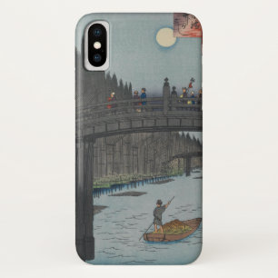 Funda Para iPhone X Noche Kyobashi Bridge Vintage Ukiyo-e Arte japoné