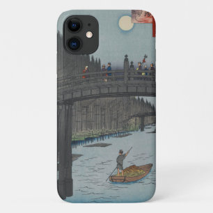 Funda Para iPhone 11 Noche Kyobashi Bridge Vintage Ukiyo-e Arte japonés
