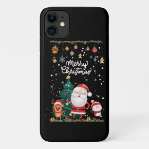 Funda Para iPhone 11 Nochebuena divertida, hombre de nieve, reno Feliz 