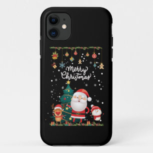 Funda Para iPhone 11 Nochebuena divertida, hombre de nieve, reno Feliz