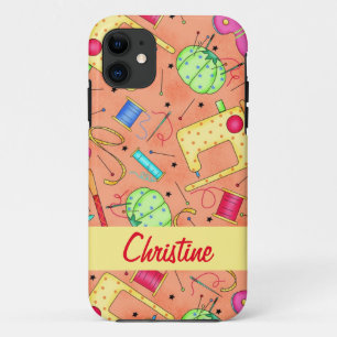 Funda Para iPhone 11 Nociones de costura de naranja Nombre de arte pers
