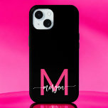 Funda Para iPhone 15 Nombra de Monograma del guión moderno rosado calie<br><div class="desc">Proteja su teléfono con estilo con nuestro moderno guión caliente Girly Monograma Nombre iPhone 15 Funda! Este funda, con un diseño rosa intenso, está personalizado con su nombre en un guión moderno de moda para un toque personalizado. Diseñado para el iPhone 15, ofrece una protección duradera contra los arañazos y...</div>