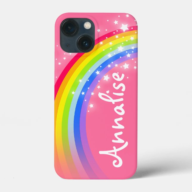 Funda De Case-Mate Para iPhone Nombrado 8 letras arcoiris rosado (Reverso )