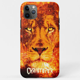 Funda Para iPhone 11 Pro Max Nombrado Flaming Lion Face