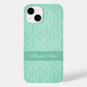 Funda Para iPhone 14 De Case-Mate Nombrado Fleur de Lis damask color verde