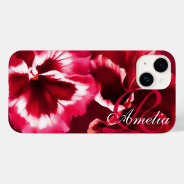 Funda Para iPhone 14 De Case-Mate Nombrar flores pansy rojo floral