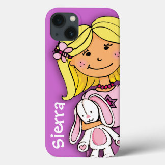 Funda Para iPhone 13 Nombrar niño chica cucharas rubias rosadas púrpura