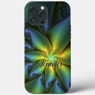 Funda Para iPhone 13 Pro Max Nombre abstracto de estrella brillante azul verde