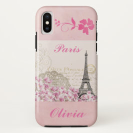 Funda Para iPhone XS Nombre Adicional de las Flores Rosa Vintage de la 