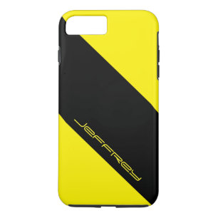 Funda Para iPhone 8 Plus/7 Plus Nombre amarillo y negro, personalizado moderno