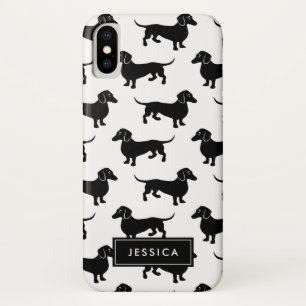Funda Para iPhone X Nombre blanco y negro del personalizado de los