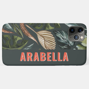 Funda Para iPhone 11 Pro Max Nombre botánico personalizado de hoja tropical