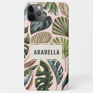 Funda Para iPhone 11 Pro Max Nombre botánico personalizado de hoja tropical