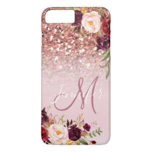 Funda Para iPhone 8 Plus/7 Plus Nombre color de rosa floral de las chispas del