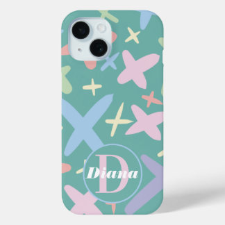 Funda Para iPhone 15 Nombre colorido del patrón de doodle de Crisscross
