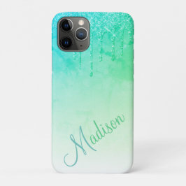 Funda Para iPhone 11 Pro Nombre con destellos ombré glam verde