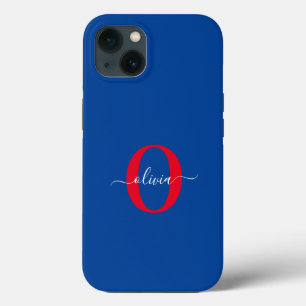 Funda Para iPhone 13 Nombre con letra cursiva y monograma personalizado