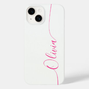 Funda Para iPhone 14 De Case-Mate Nombre con letra de caligrafía elegante rosa blanc