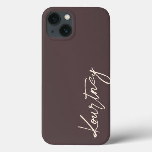 Funda Para iPhone 13 Nombre con letra script minimalista marrón persona