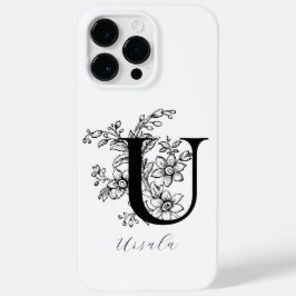 Funda Para iPhone 14 Pro Max De Case-Mate Nombre con monograma de letra botánica U  