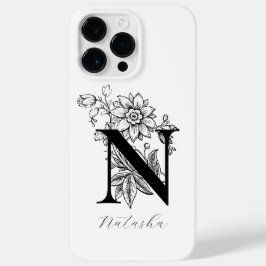 Funda Para iPhone 14 Pro Max De Case-Mate Nombre con monograma de letra N de carta botánica 