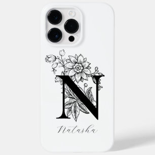 Funda Para iPhone 14 Pro Max De Case-Mate Nombre con monograma de letra N de carta botánica 