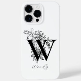 Funda Para iPhone 14 Pro Max De Case-Mate Nombre con monograma de letra W botánica  