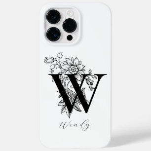 Funda Para iPhone 14 Pro Max De Case-Mate Nombre con monograma de letra W botánica