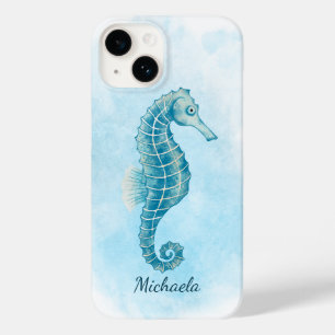 Funda Para iPhone 14 De Case-Mate Nombre costero de la acuarela del caballito de mar