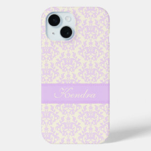 Funda Para iPhone 15 Nombre damasco luz morada y crema