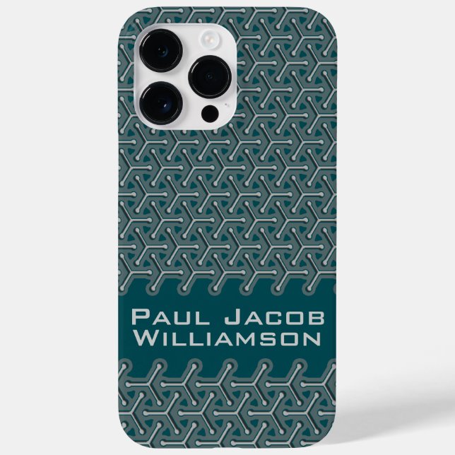 Funda De Case-Mate Para iPhone Nombre de acero cúbico con estampado verde azulado (Reverso)