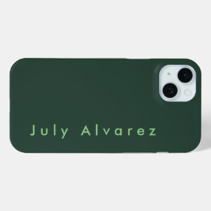 Funda Para iPhone 15 Mini Nombre de adición Minimalista verde grisáceo elega