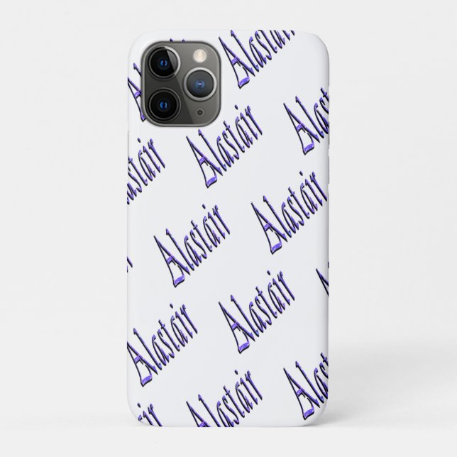 Funda De Case-Mate Para iPhone Nombre de Alastair de Esparkly Azul, (Reverso)