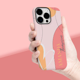 Funda Para iPhone 14 Pro Max De Case-Mate Nombre de arte cardíaco de línea amarilla rosa abs