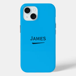 Funda Para iPhone 15 Nombre de azul cielo medio personalizado