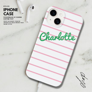 Funda Para iPhone 14 De Case-Mate Nombre de banda rosa y verde retro moderno simple